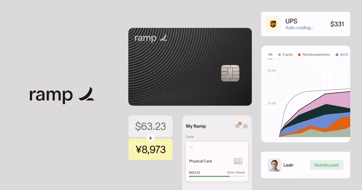 Ramp card and expense management dashboard illustration